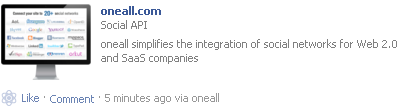 Message posted to a Facebook Wall